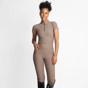 Maximilian Equestrian Pro Riding Leggings Size XL Full Seat Grip Nougat